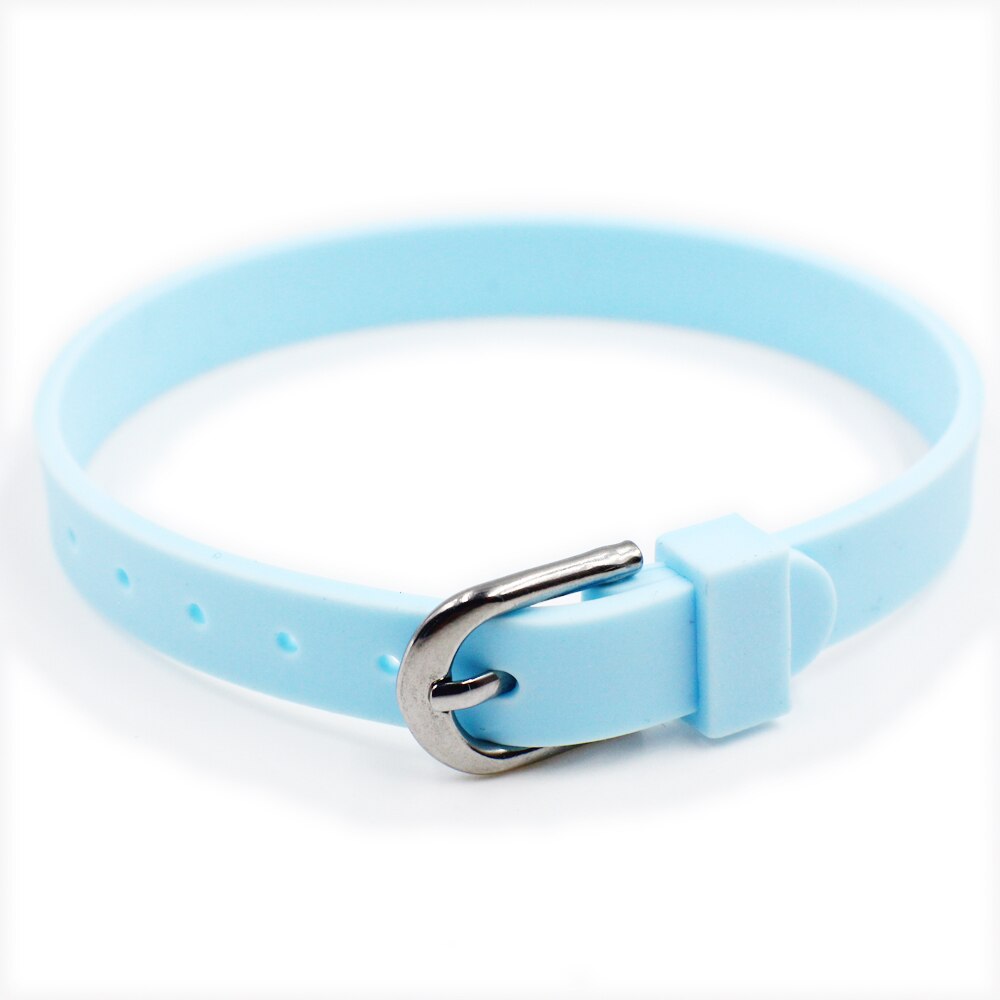 Hurtownie 10 sztuk 8mm silikonowa opaska na rękę 8mm * 210mm DIY akcesoria bransoletka Fit 8mm charms slajdów listów: light blue