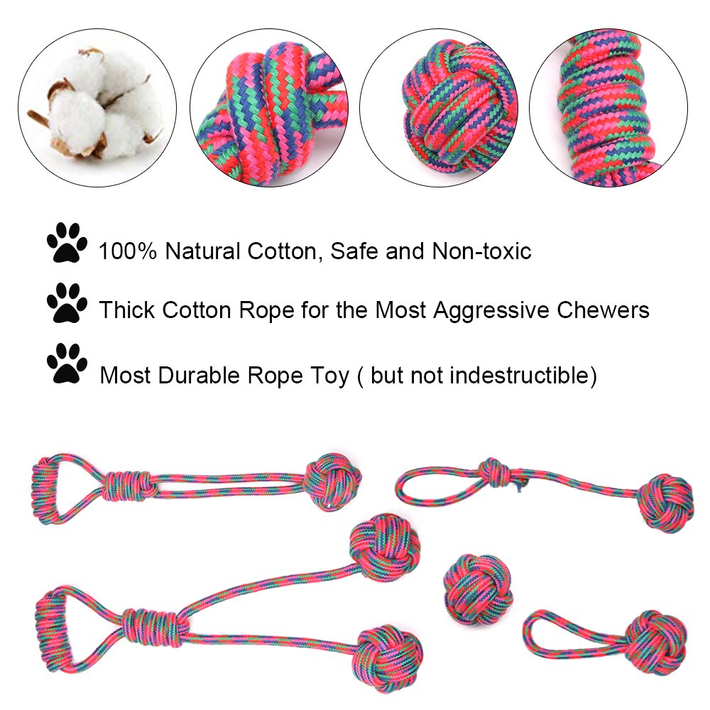 Cotton Chew Dog Rope Toy for Large Dogs Interactive Ball Shape Rope Toys Puppy Teeth Clean Outdoor Golden Retriever Pet TY0080