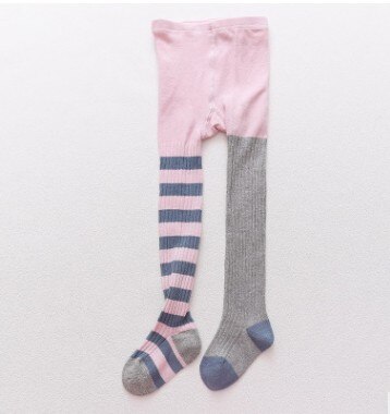 Pantimedias a rayas para niñas pequeñas, mallas de algodón de , pantalones tejidos, ropa de 1 a 8 años, primavera y otoño: Rosa / M(height 90-100cm)