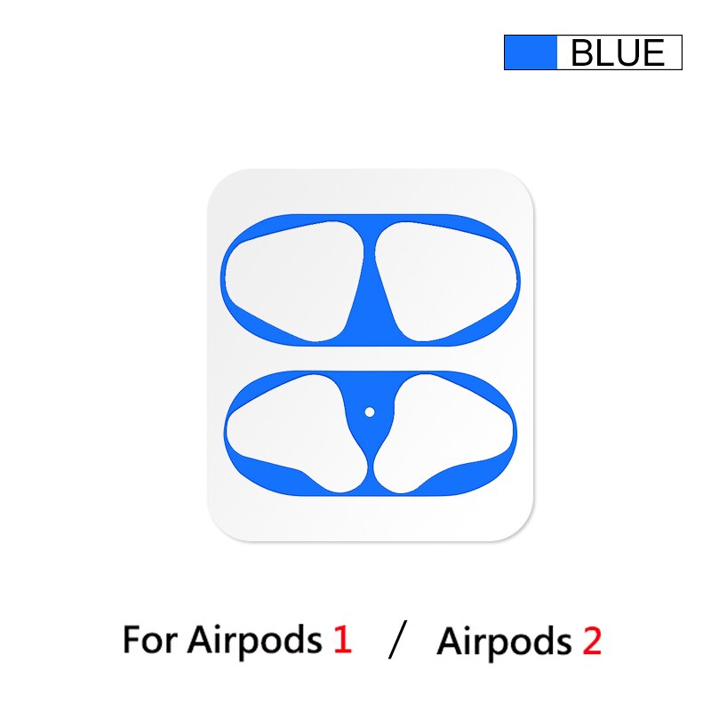 Film anti-poussière pour Apple AirPods 1/2, boîtier autocollant, Protection intérieure pour écouteurs, couvercle autocollant: blue