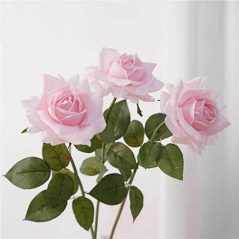 Real Touch Latex Nepbloemen Simulatie Rose Roze Oranje Bloem Kunstmatige Austin Rozen Tak Hotel Winkelcentrum Decoratie: Paars