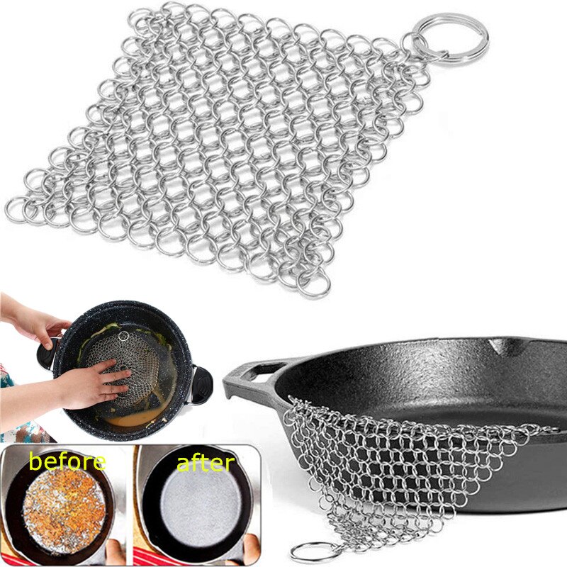 Edelstahl Gusseisen Reiniger 316L Kettenhemd Pfanne Schaber Scourer Draht Schüssel Topf Reinigung Küche Pinsel Startseite Zubehör