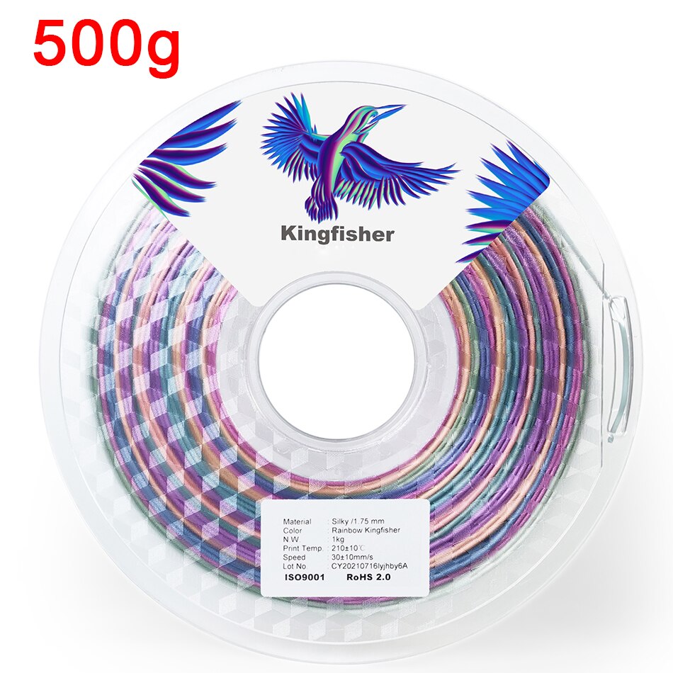 1.75mm PLA Rainbow 3D Printer Filament Sublimation Peacock Color 3D Printing Materials 1kg/500g/250g Plastic Polychrome Filament: 9b Silk Rainbow-500g