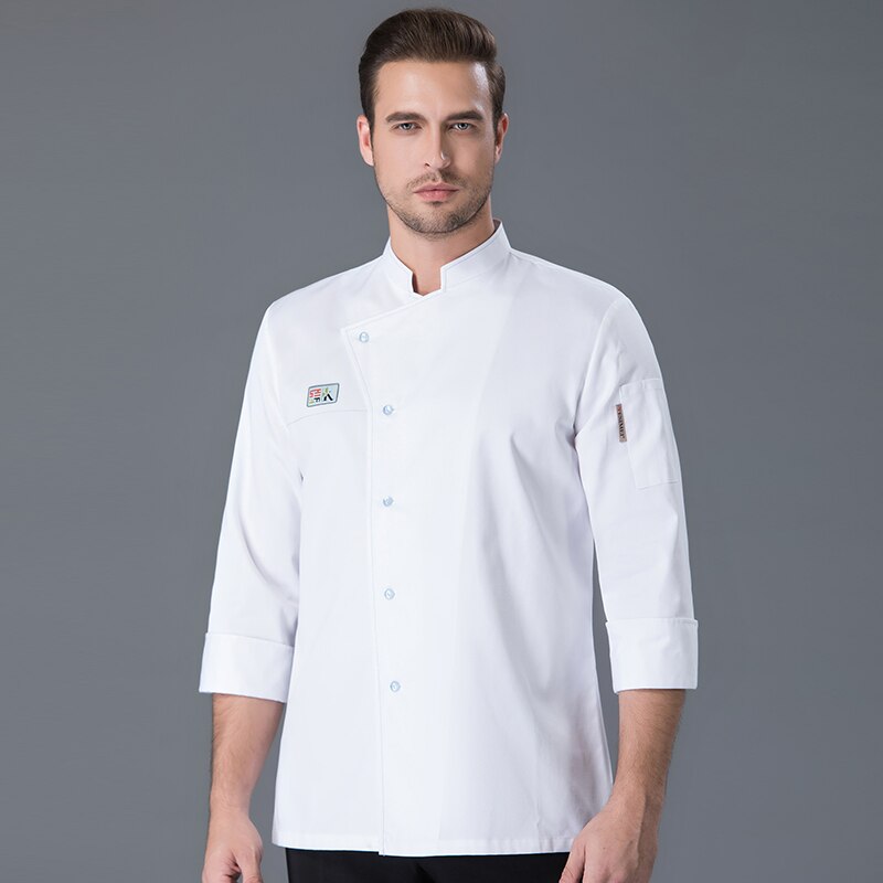 Høst og vinter kokkekostyme kokkejakke #39 kokk hvit skjorte restaurantuniform frisørsalong arbeidsklær: Hvit / L