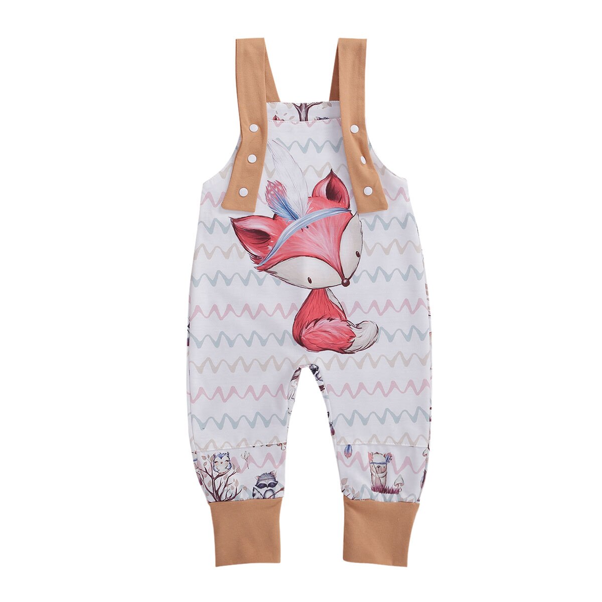 0-4Y Baby Baby Jongens Meisjes Rompertjes Cartoon Herten Print Mouwloze Knop Overalls Broek