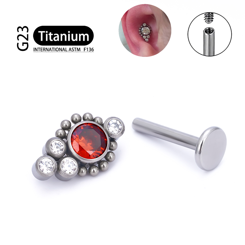 G23 titanio ASTM F136 cartílago pendientes circón ópalo ágata Labret labio Tragus de Navidad joyería Piercing para mujeres