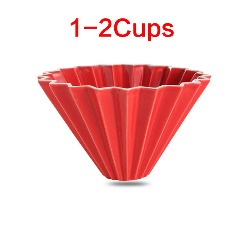 Ceramic Coffee Dripper 1-2Cups 1-4Cups Engine Style Coffee Drip Filter Cup Permanent Pour Over Coffee Maker: 1-2 Cups Red