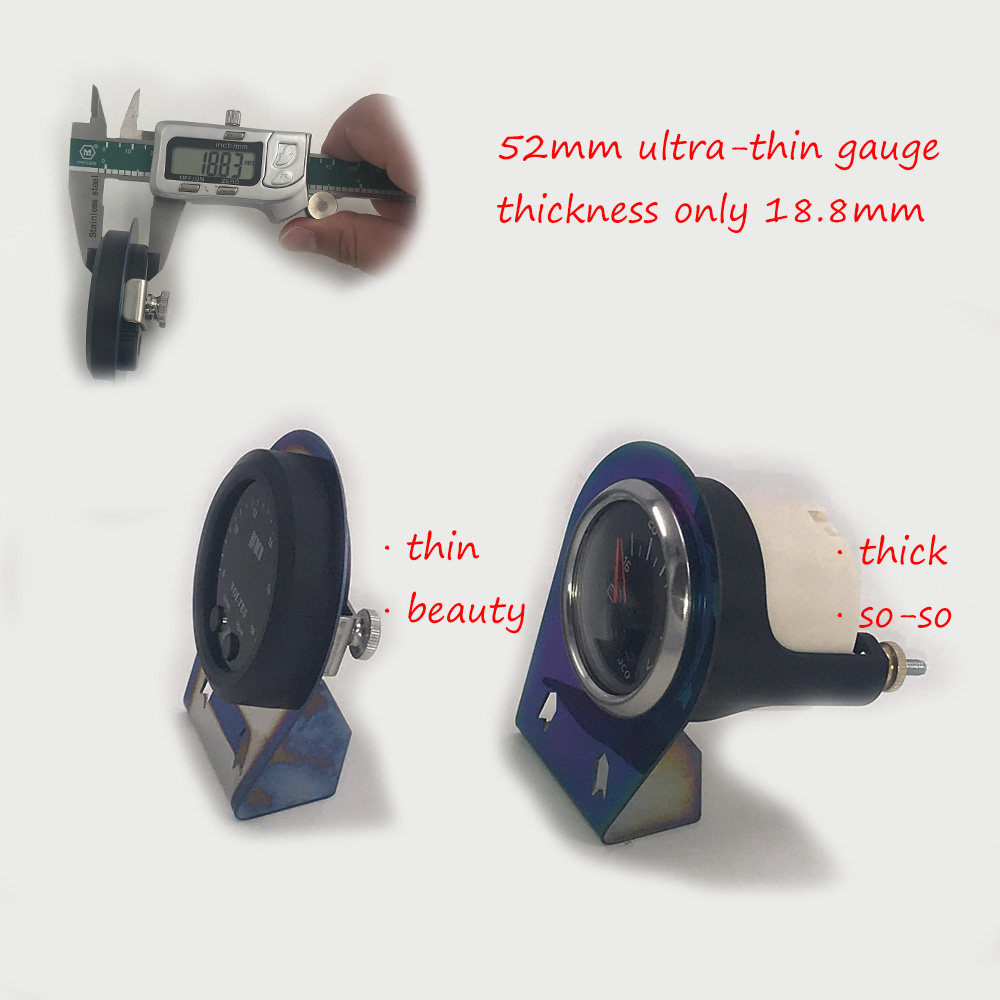 52MM S-Series Volts Gauge Voltmeter Ultra-Thin Round With Red Light LED Display