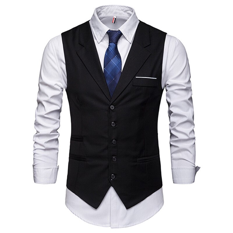 Vest Mannelijke Mode Gentleman Pak Vesten voor Mannen Classic Party Bruiloft Vest Jassen Vest Paars Kleur Jassen: Black / Xxxl