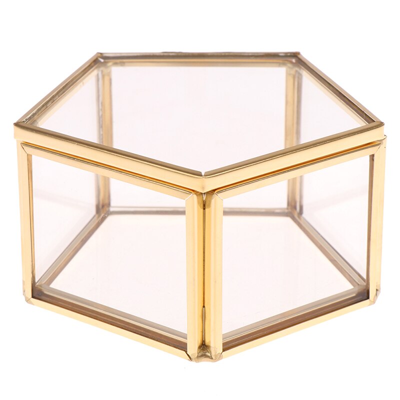 Caja geométrica de cristal transparente para joyería, organizador de joyería, soporte, caja de anillo, collar, pulseras, pendientes, accesorios de almacenamiento de joyería, 1 ud.: GD