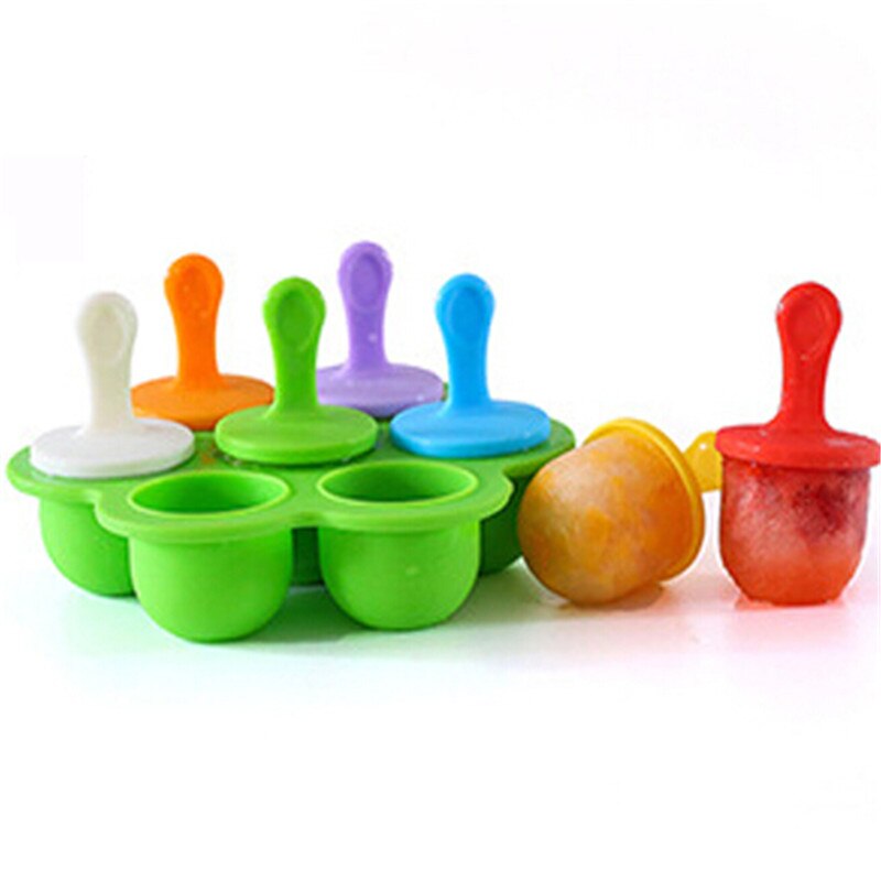Ice pop maker silikon popsicle form set med bricka och droppskydd - assorterad förpackning  of 7: Grön