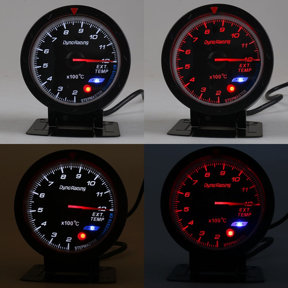 Dynoracing 60MM Car Exhaust Gas Temp Gauge EGT/EXT Temp Gauge With Red &amp; White Light Car Meter with EGT sensor BX101474