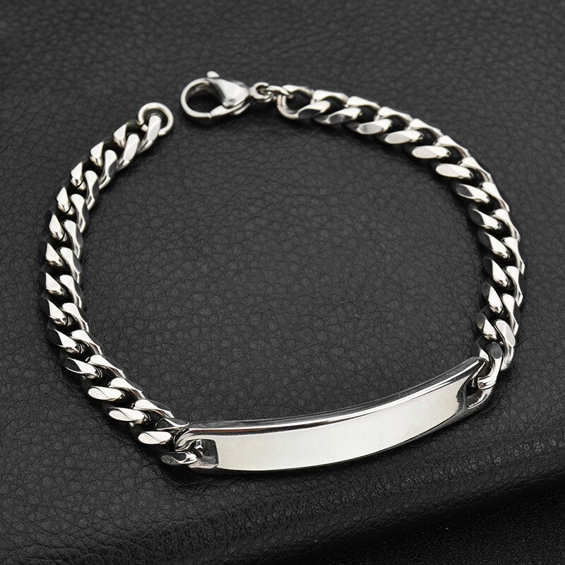 Couples Nameplate bracelets mens stainless steel simple charm chains bracelets chain on hand for man Accessories