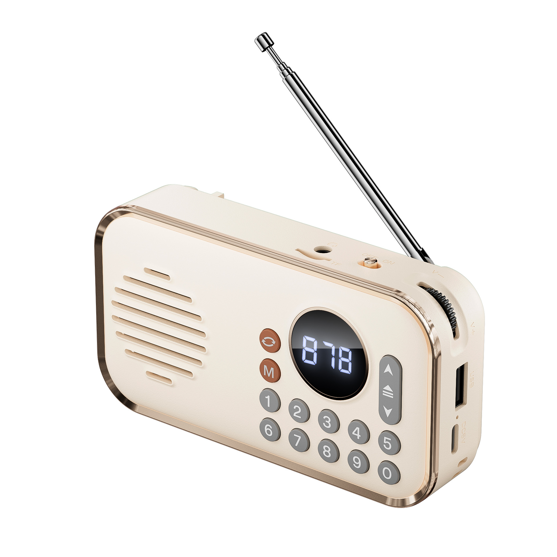 Wireless Stereo Bluetooth Speaker with Multi-band Radio Function HIFI Sound Support BT U Disk TF Card Mini Portable Super Bass: WHITE