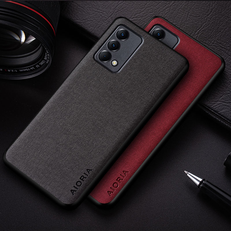 fallen für Realme GT Meister Auflage funda einfache einfarbig textil Leder stoßfest schutzhülle Zurück Abdeckung coque