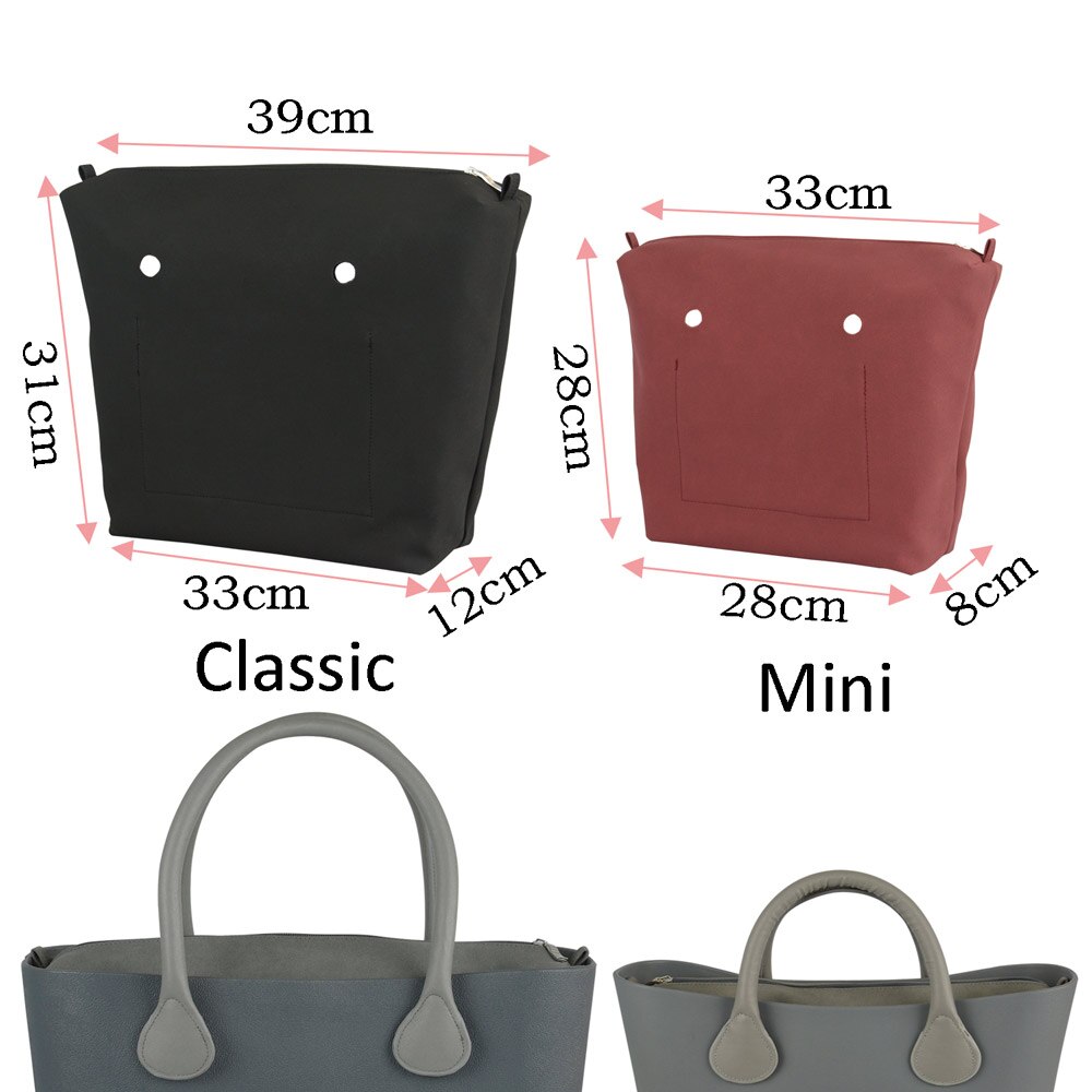 New DELL'UNITÀ di ELABORAZIONE del Rivestimento Impermeabile Nubuck Frosted Inserto In Pelle Con Cerniera Tasca Interna per Obag Classic Mini orga per O Delle Donne DEL SACCHETTO borsa