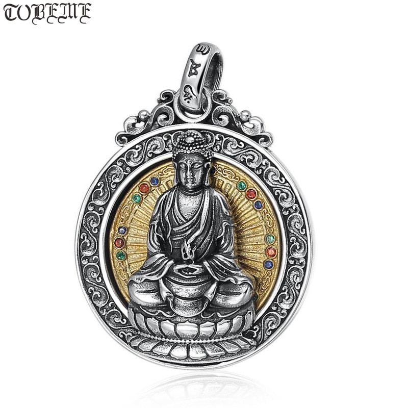 100% 925 silber Acht Buddha Statue Anhänger 925 Sterling Buddhistischen Buddha Anhänger sterben Chinesische Sternzeichen Gute Glück Amulett Anhänger