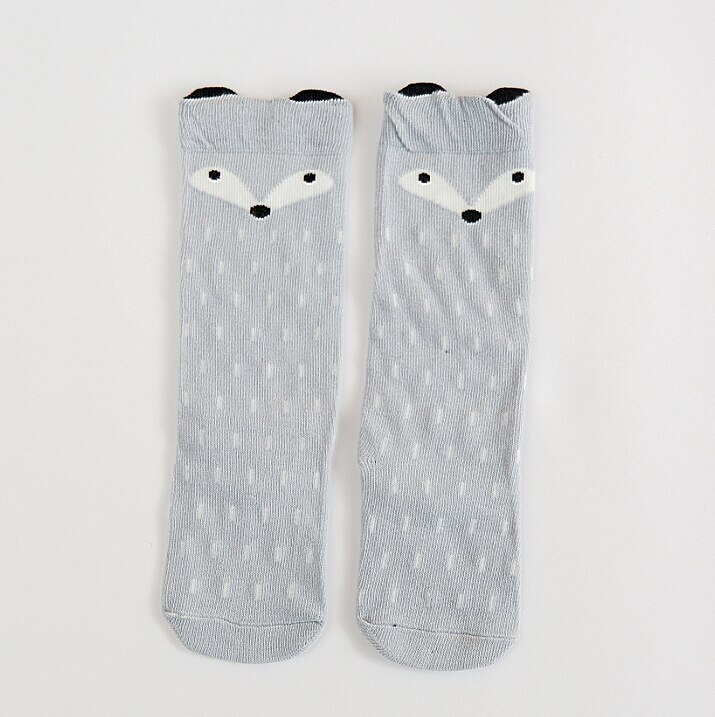 Herbst Winter Nette freundlicher Fuchs Socken Totoro Bär Pfannkuchen Karikatur Mädchen Knie Hohe Baby Lange Neue YYT357: grau Fuchs / L(4-6 Jahre alt)