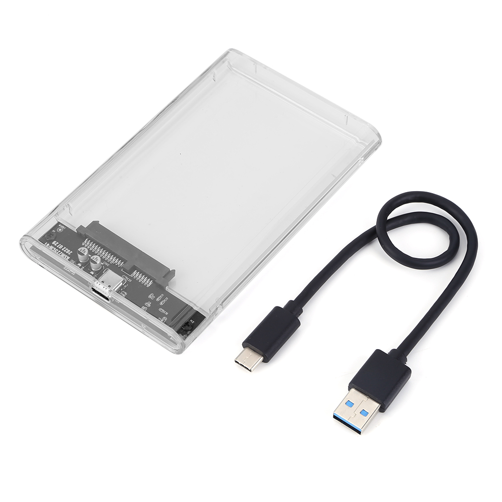 2.5 inch HDD Case SATA To USB3.1 External Hard Drive Case 5 Gbps SSD Box USB3.0 To Type-C Transparent Black Hard Disk Box: Gold