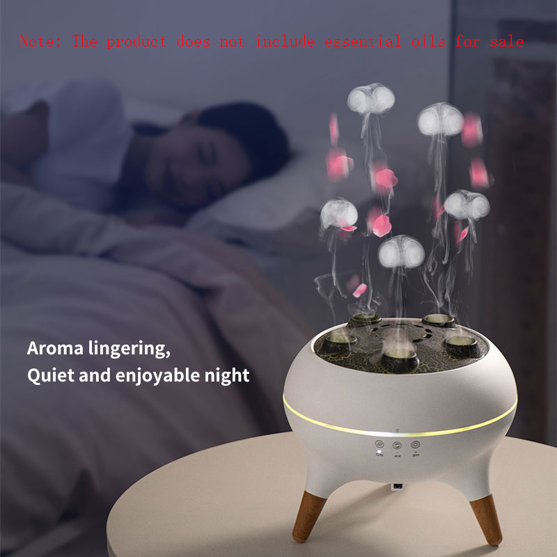 Dynamische Kwallen Luchtbevochtiger 250 ml Vlam Aromatherapie Essentiële Olie Diffuser Afstandsbediening Slaapkamer Luchtbevochtiger, 7 ColorLamp