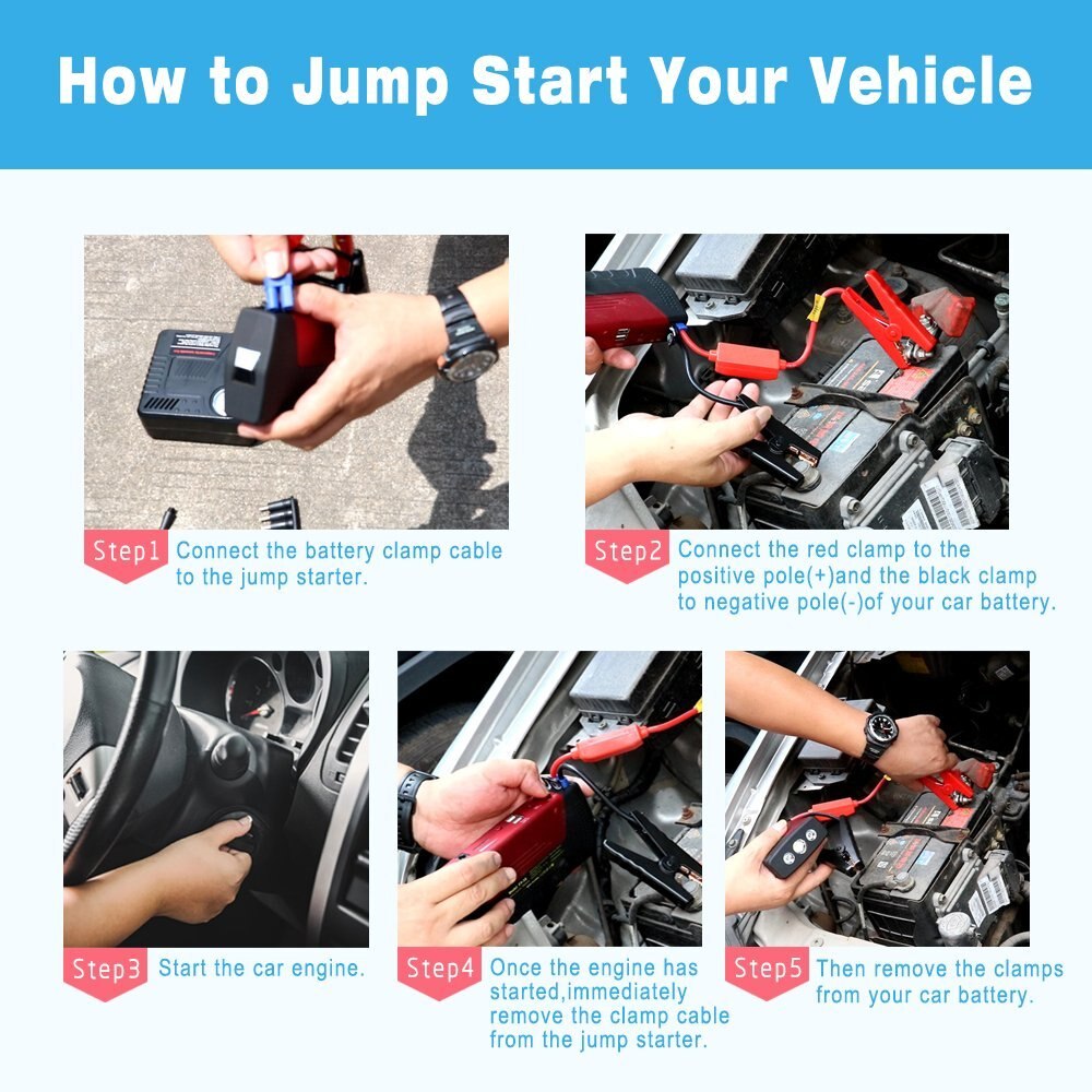 12V Car Power Supply Start Battery Charger Engine Booster With Seat Belt Knife Safety Hammer USB charge Port Jump Start Car