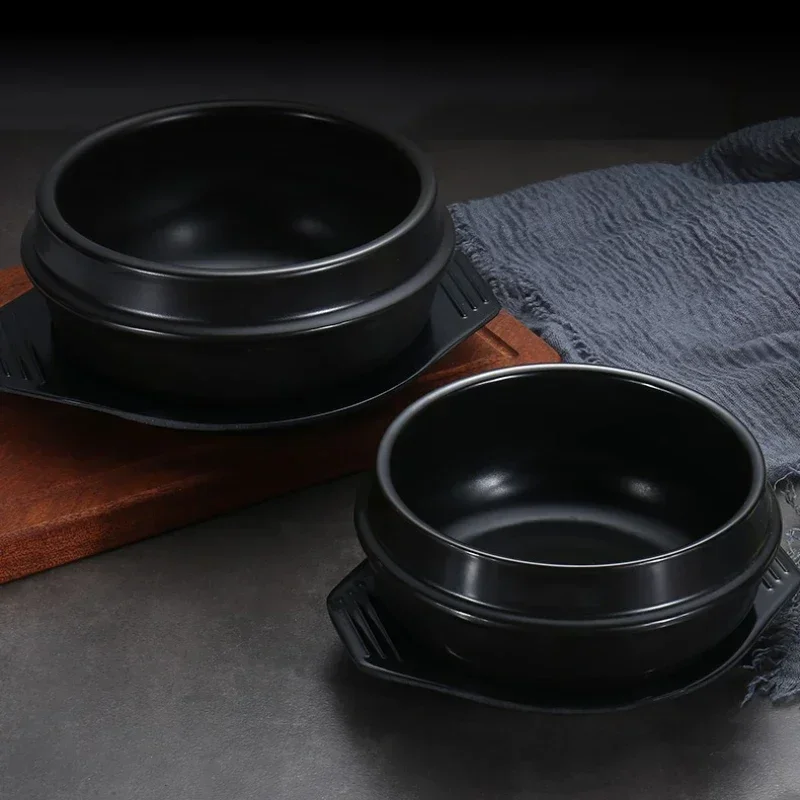 Koreansk Keramisk Skål Dolsot for Bibimbap, Suppe og Annen Mat med Brett