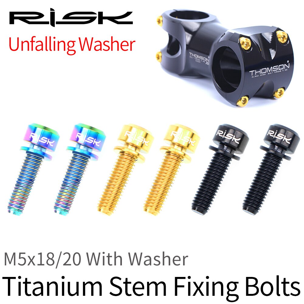 6 stk/parti  m5*18mm eller  m5 x 20mm titanium ti bolte med skive til cykel frempind mtb mountain road bike ultralet frempind skruer pakning