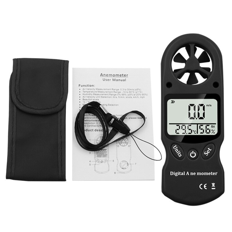 Handheld Lcd-scherm Digitale Anemometer Wind Meter Hygrometer Thermometer Air Flow Velocity Gauge Temperatuur Tester