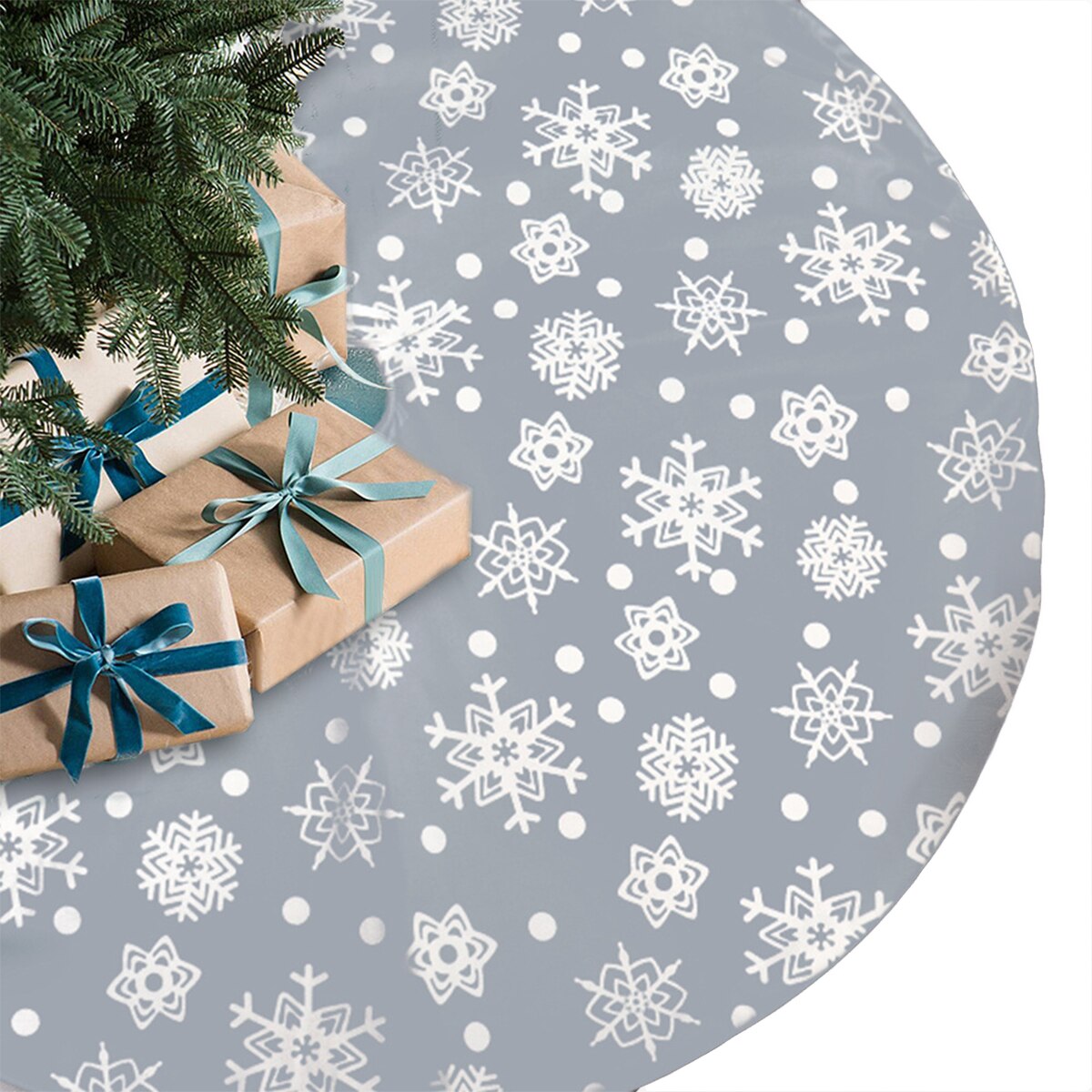 Juletræs nederdele , 48 tommer hvid snefnug mønster xmas træ måtter til fest boligindretning