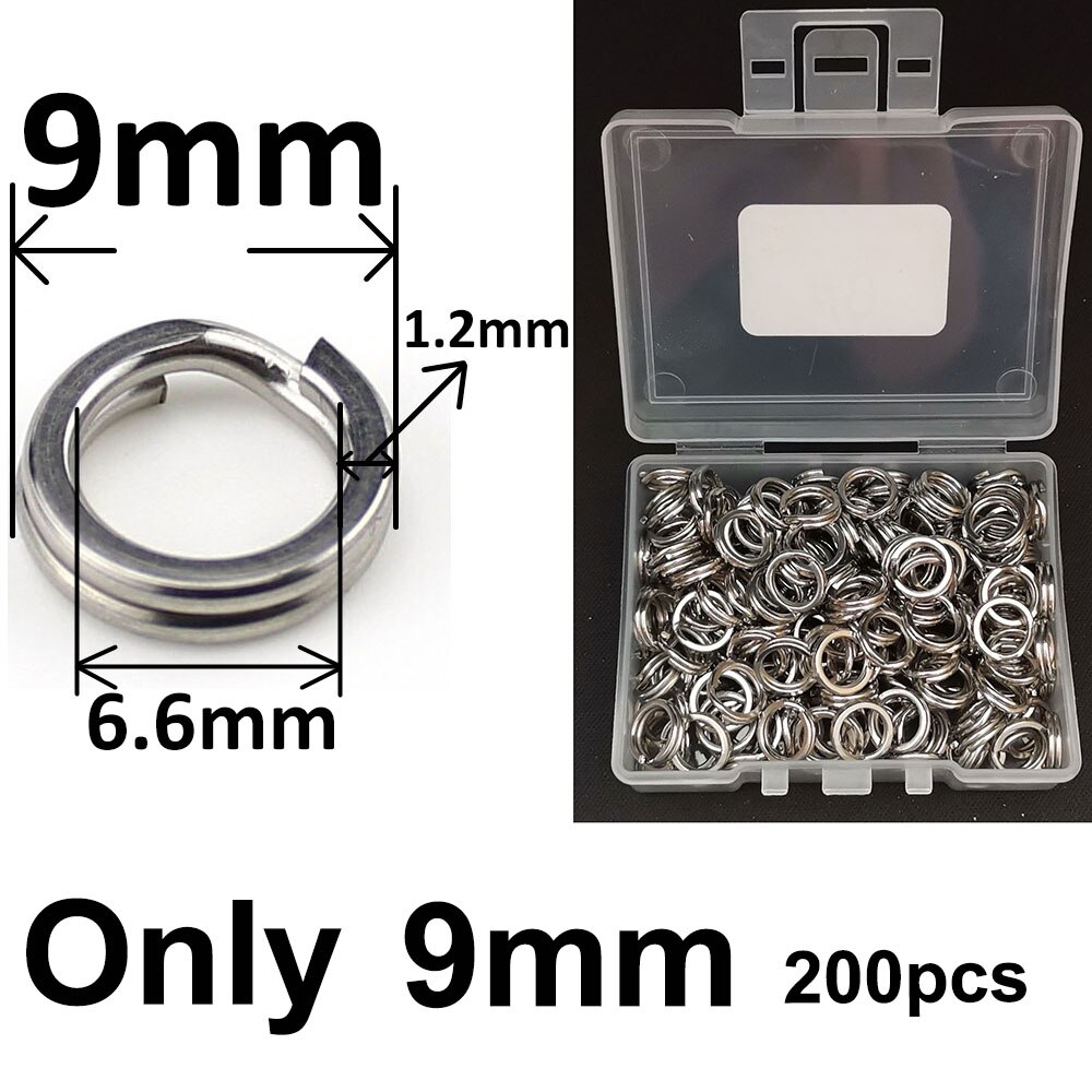 Anneau fendu en acier inoxydable avec boîte, anneau ovale, connecteur à Double anneau robuste, accessoires de pêche pour leurre à crochet, 200 pièces: only 9mm