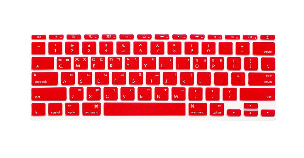 Korean Keyboard Cover for MacBook air 11 inch 11.6 air A1465 A1370 US key laptop keyboard protective film Korean display: Red