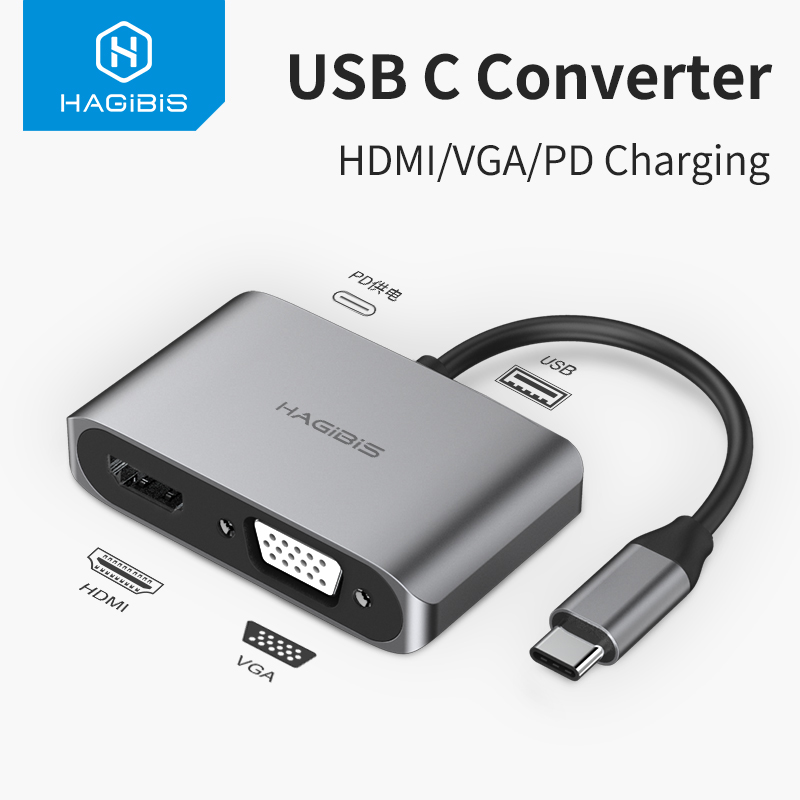Hagibis – adaptateur Hub USB type-c vers HDMI, 4K, Thunderbolt 3, pour Samsung Galaxy S10/S9/S8, Huawei Mate 20/P30 Pro