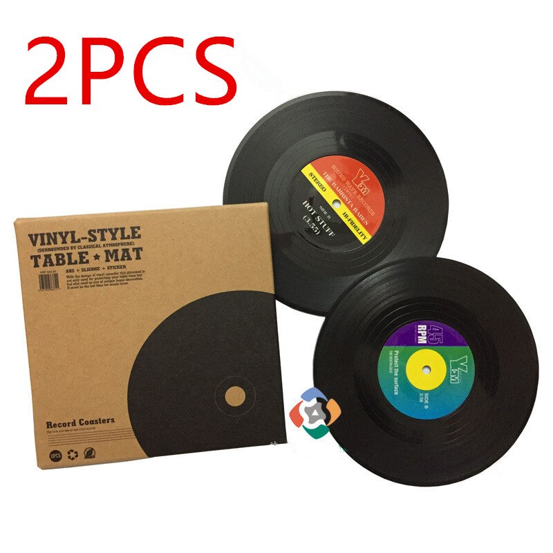 Mat Pad Table Placemat Stand for Mugs Cup Holder Coaster Heat-resistant Cup Coasters Vinyl Record Environmental Plastic: Black 2PCS