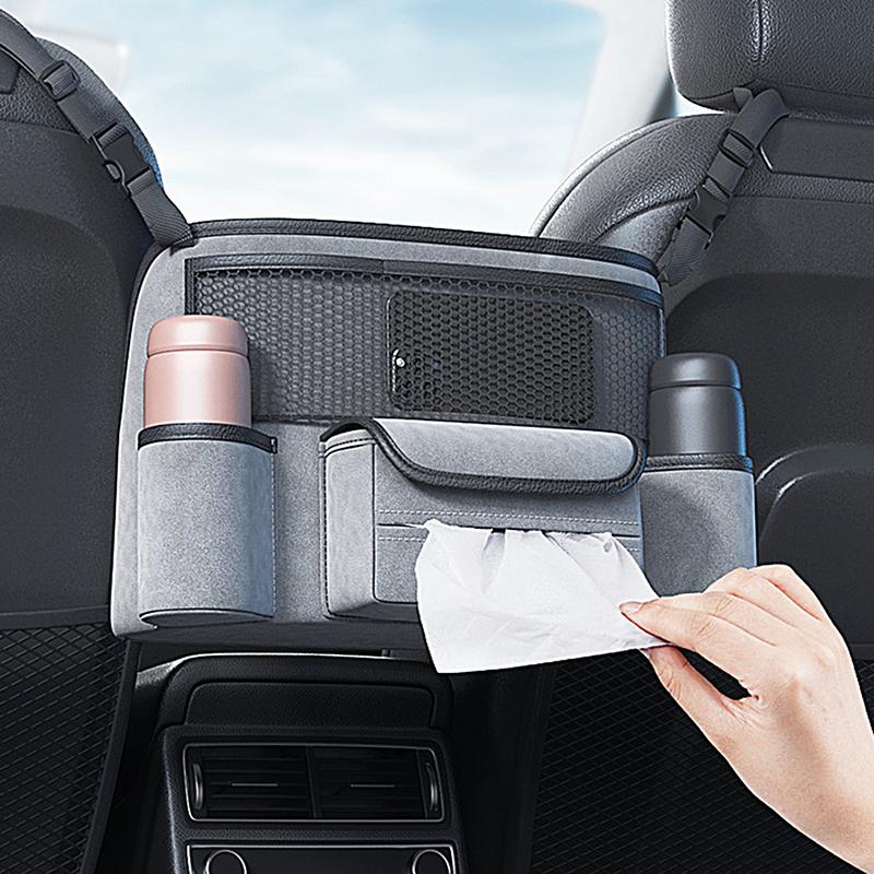 Rücksitz-Aufbewahrungstasche, Auto-Rücksitztasche, großes FassungsvermöGen, Auto-Rücksitztasche, verstellbare Beifahrersitztasche, sicher mit seitlichen Riemen