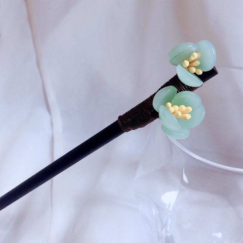 Morkopela-horquilla de madera de flor de ciruelo hecha a mano para mujer, accesorios de horquillas Vintage, joyería para el cabello de banquete