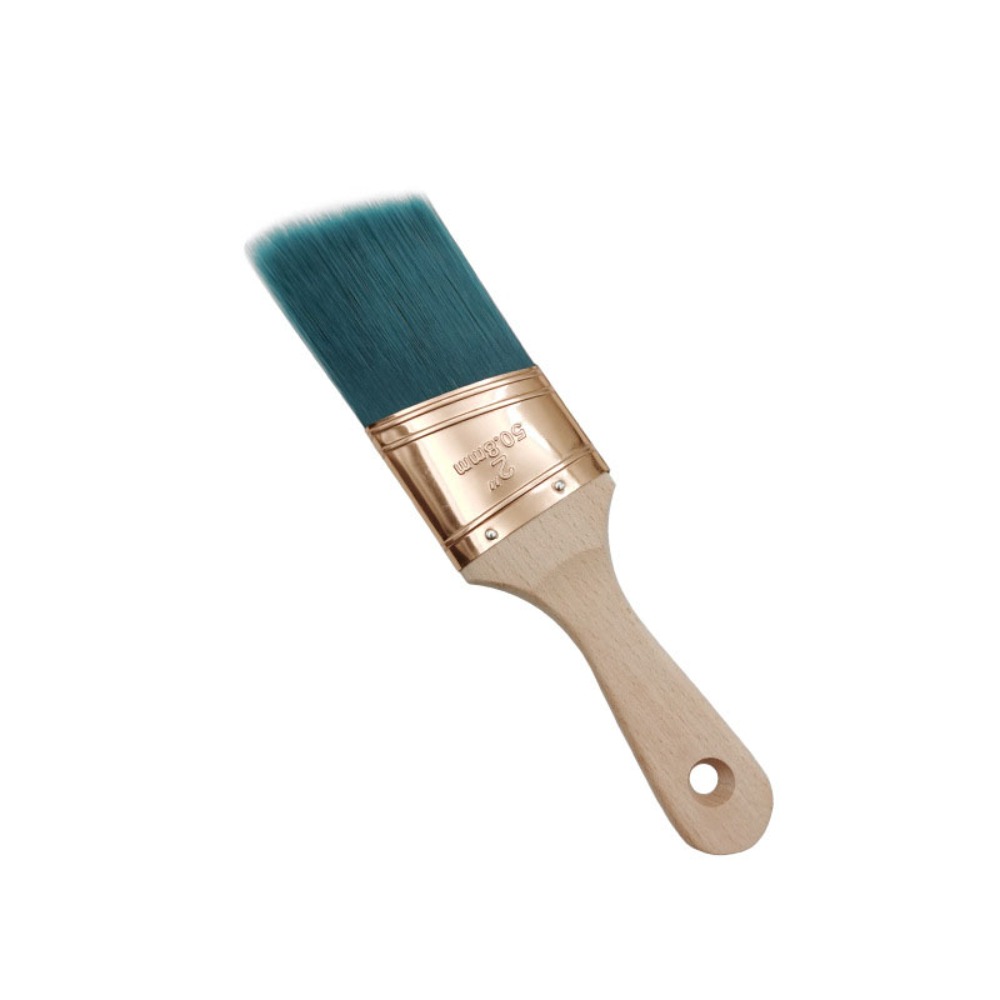 Pincel de pintura de 2 pulgadas, marcas de pincel, mango cómodo, cepillo de cerdas suaves, aplicación uniforme, fibra química: Caqui ligero