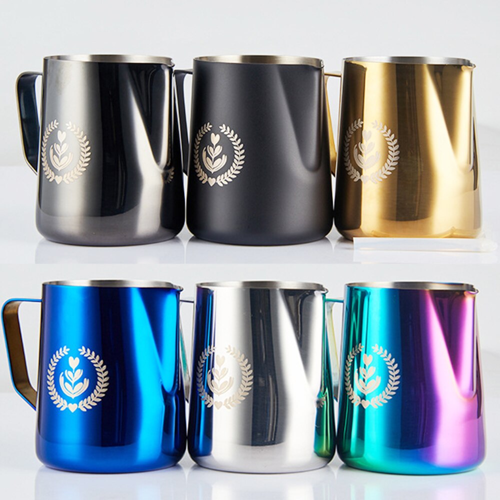 kitchen Home Coffee Milk Pitcher 350ml Stainless Steel Latte Art Frothing Jug Supplies Cappuccino Espresso With Scale Frother