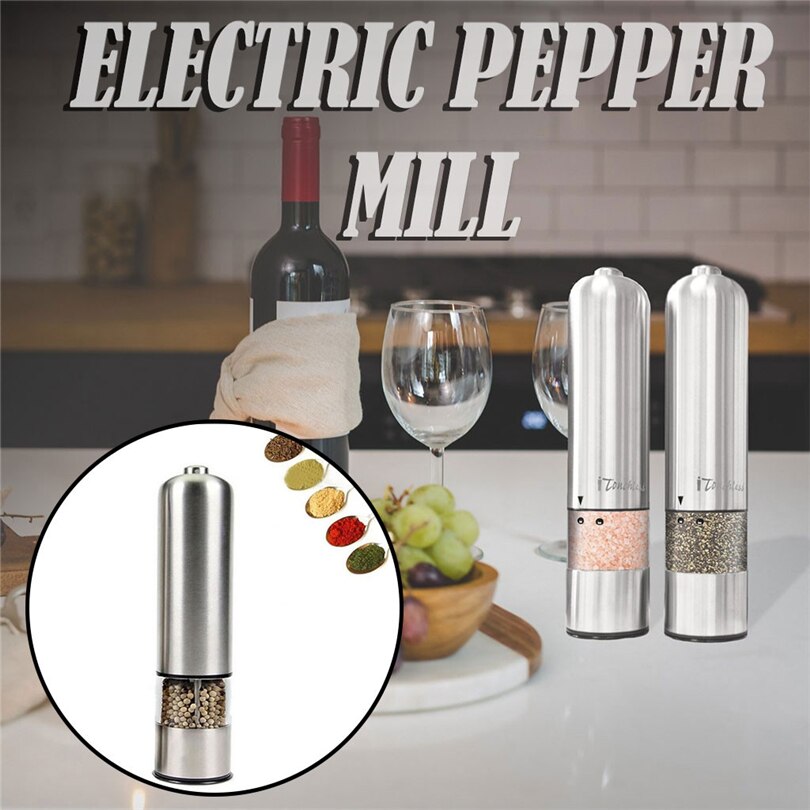 Stainless Steel Pepper Mill Electric Pepper Mill Pepper Mill Round Head Pepper Grain Mills Porcelain Grinding Core Mill Kitchen5