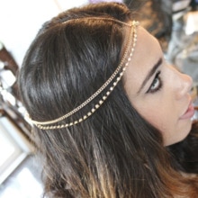 Klassische Multilayer kette kristall quasten tropfen weiblichen mit zubehör kopf helm stirn haar kette schmuck
