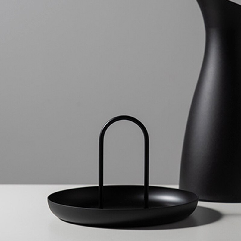 Plateau de rangement de bureau avec poignée, plateaux à bijoux ronds en plastique de style nordique, pour la Table de salon/cuisine, décoration de la maison