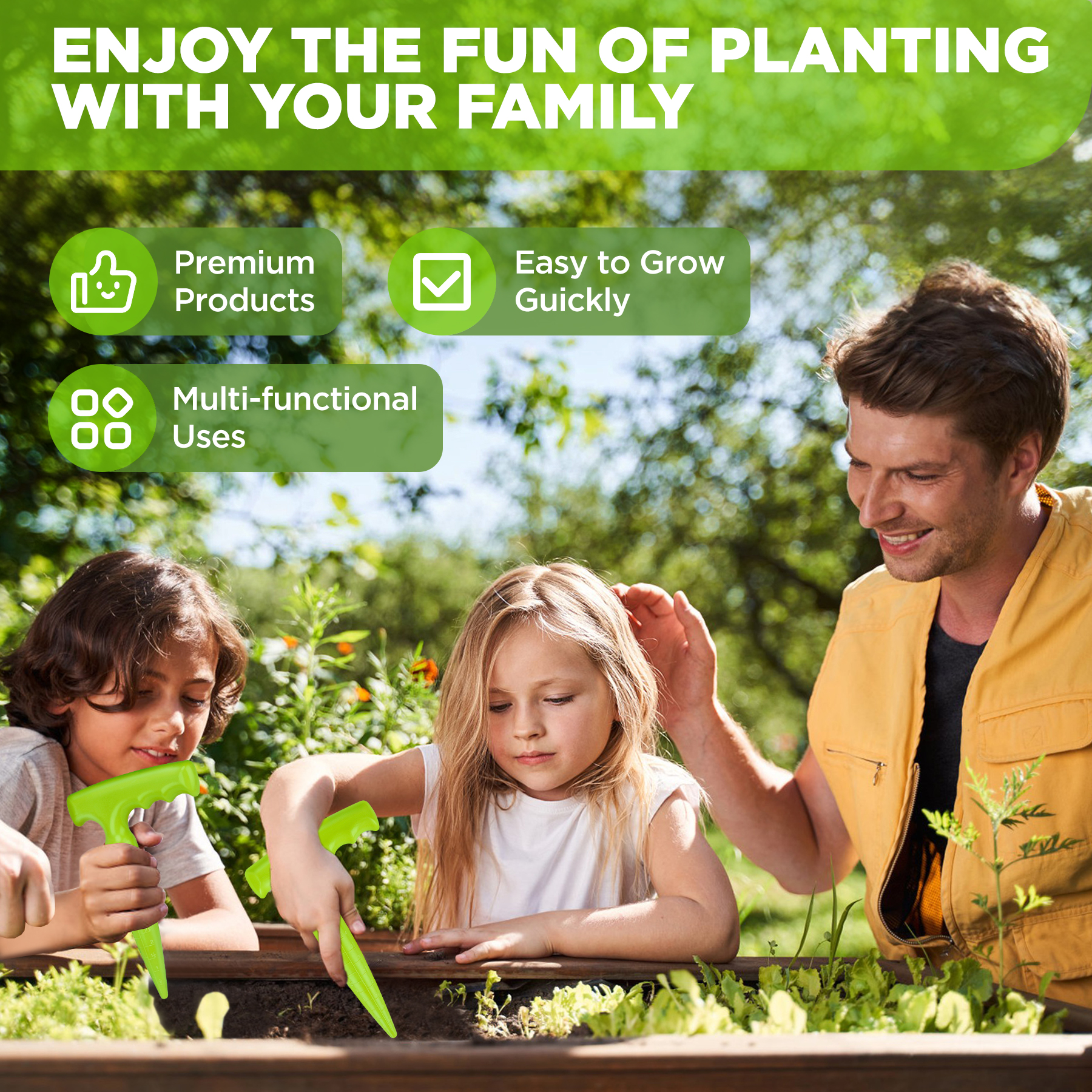 Kit de poinçonnage de trous verts, Machine réglable, transplantateur de semis, perforateur, semoir, coupe-plantes charnues, fournitures de jardin, 2 pièces/ensemble