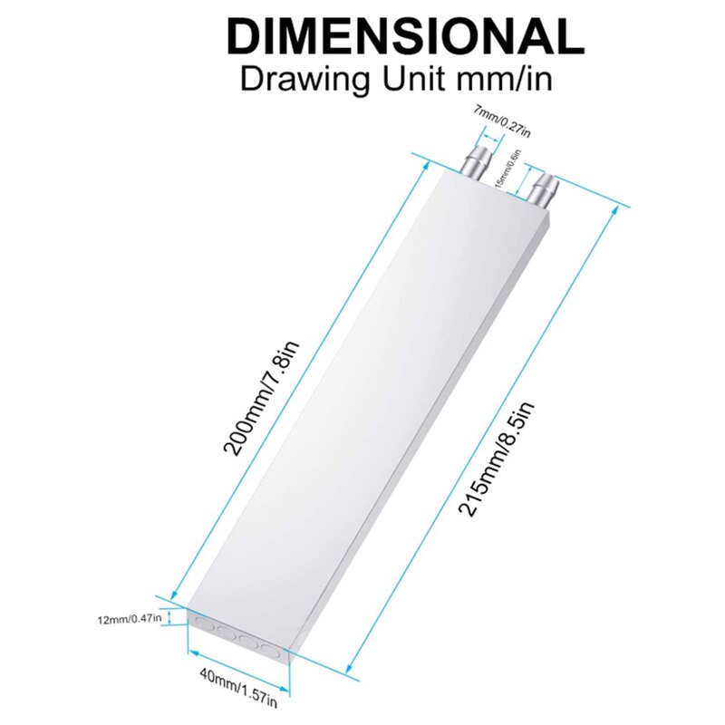 Aluminum Liquid-Water Cooling Block For Computer Cpu Radiator For Pc and Laptop Cpu Silver Heat Sink System (200mm)
