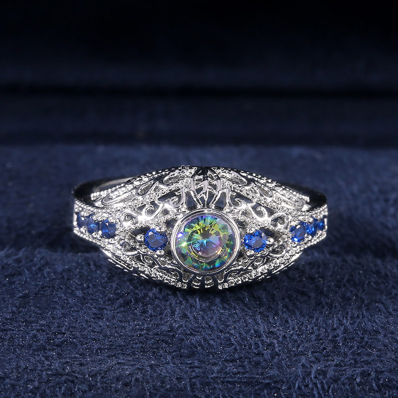 Fedi nuziali da donna etniche Huitan fantasia speciale fantasia modello vuoto colorato maestro pietra regalo bene per gioielli caldi da donna