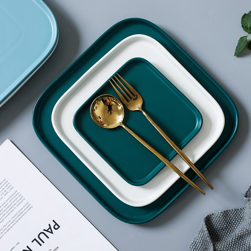 Ceramic Plate Nordic Style Dinner Plate Household Steak Tableware Dish For Breakfast Tray