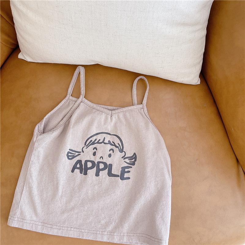 Canotte per bambini di nuovo arrivo Kid Girl Cute Doll alfabeto stampa top senza maniche Baby Boy Fashion semplice cotone Cool Sling: light brown / 12M 80cm