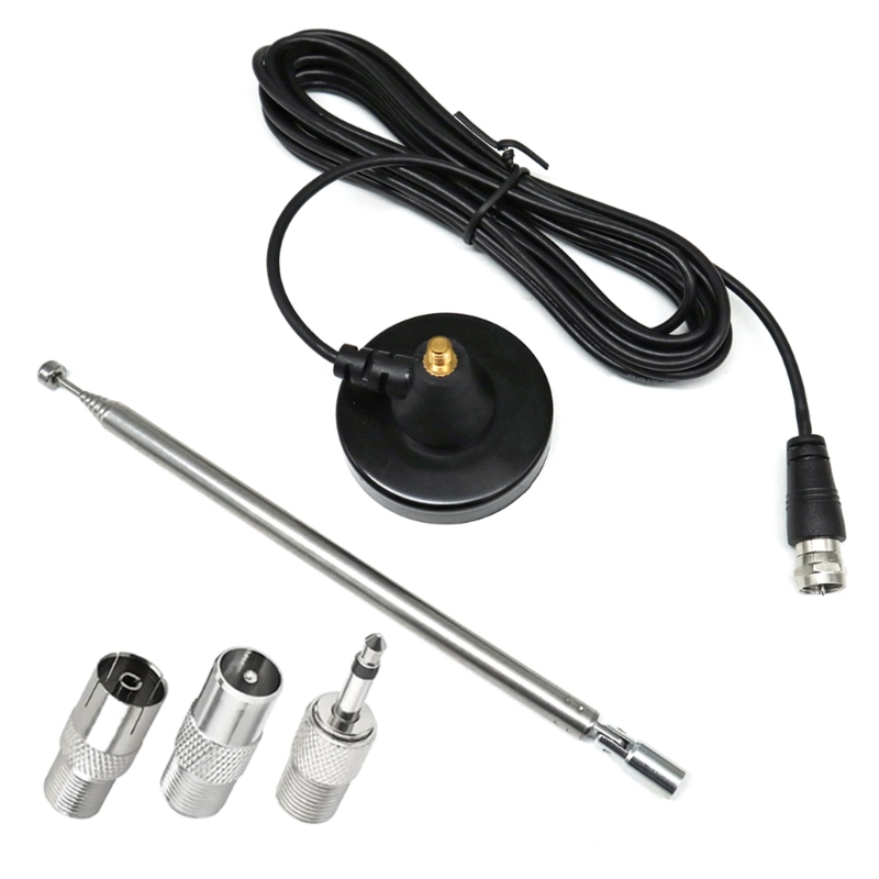 DAB FM Antenna High 75ohm FM Telescopic Antenna with 3 Adapters Indoor FM Radio Antenna for Home Stereo Receiver