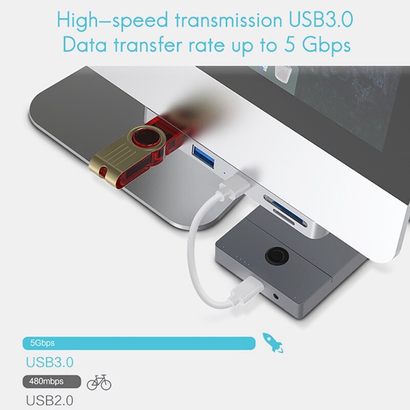 5-In-1 Hub Voor Imac Apple Alle-In-Een USB3.0X2/Type-C/tf/Sd 5Gbps Multifunctionele Draagbare Hub Docking Station