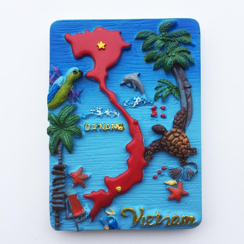 World Tourist Fridge Magnet Souvenir Hanoi Vietnam TI TOP ISLAND HALONG Resin Refrigerator Magnets Sticker Country Travel Decor: blue