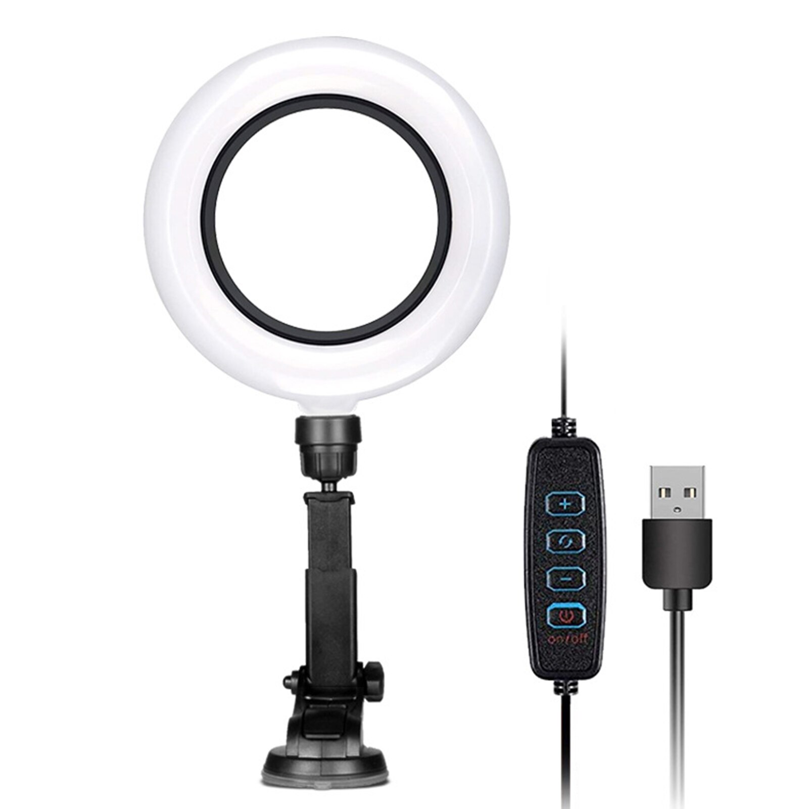 Rotazione a 360 gradi da 6 pollici per videoconferenza Selfie regolabile in altezza per Laptop con ventosa LED Webcam lampada ad anello