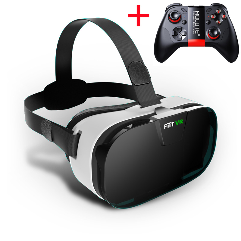 FIIT 2N VR Gläser Headset 3D Kasten Virtuelle Realität Brille Handy, Mobiltelefon 3D Video Helm für 4,0-6,5 Zoll Telefon Clever Bluetooth Controll: VR mit Regler B